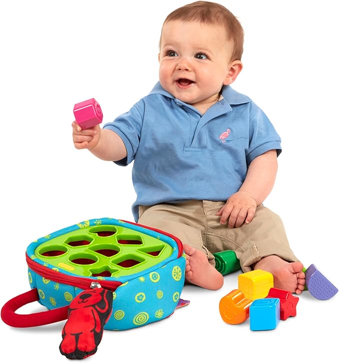 Melissa & Doug K's Kids Take-Along Shape Sorter Baby Toy With 2-Sided Activity Bag and 9 Textured Shape Blocks Sensory Toys, Travel Shape Sorter Toys For Toddlers And Infants
