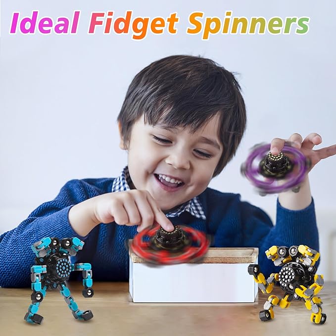 Stcoking Stuffer Gifts Fidget Spinners for Kids and Adults Stress Relief Sensory Fidget Toys for Boys and Girls Fingertip Gyros for ADHD Autism for Kids 2 Pcs