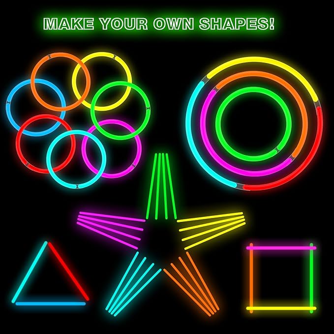 Glow Sticks Bulk - Ultra Bright 800 Party Pack with Connectors for Christmas, Neon Birthday and Holidays - Multicolor 8" Glow Sticks Necklaces Bracelet