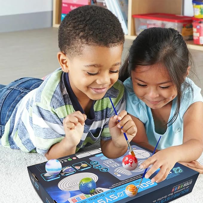 Solar System Model Kit, 3 in 1 Build and Paint Solar System for Kids, Arts and Crafts Science Kits for Kids Age 4-6-8-12, STEM Educational Space Toys for Christmas Birthday Gifts