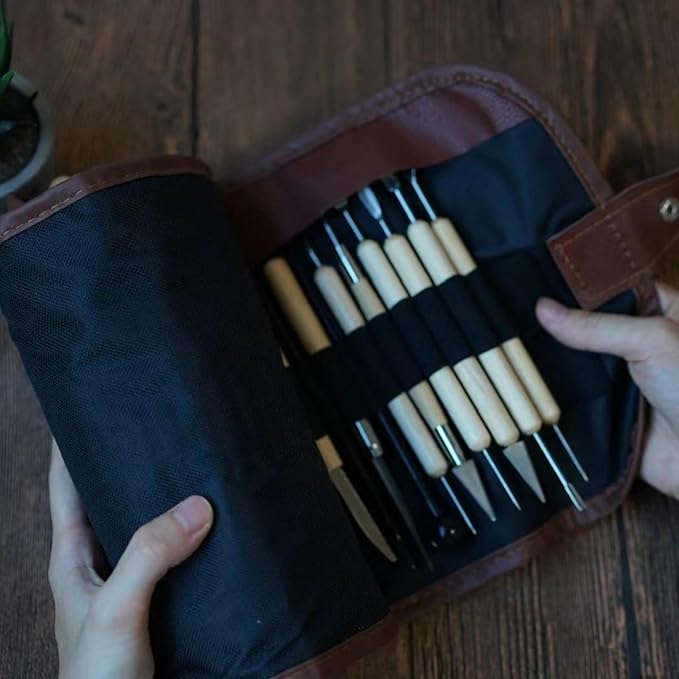 Clay Sculpting Tools,Air Dry Clay Tools,Pottery Tools,44 Pcs Double Sided Polymer Clay Tools Kit,Ceramics Tools,Modeling Clay Tools with Carrying Case Bag