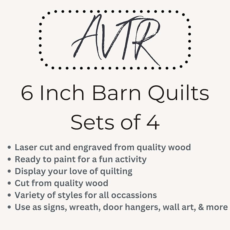 Set of 4 Barn Quilt Kit DIY Pattern Unfinished Wood Quilting Block Sign Paint, Art Painting Craft for Adults and Kids (6 Inches Square) (Snowflake Set) AVTRBoutique