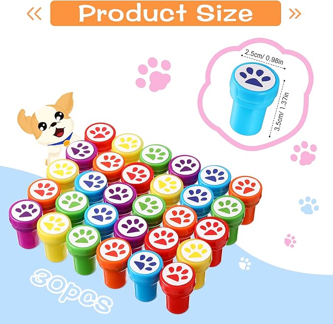 Skylety 58 Pcs Dog Paw Print Party Favors Set, Paw Print Stamps Rubber Silicone Bracelets Sticker Keychain, Puppy Birthday Party Favors Patrol Supplies, Gift Bag Stuffer (Multi Colors)