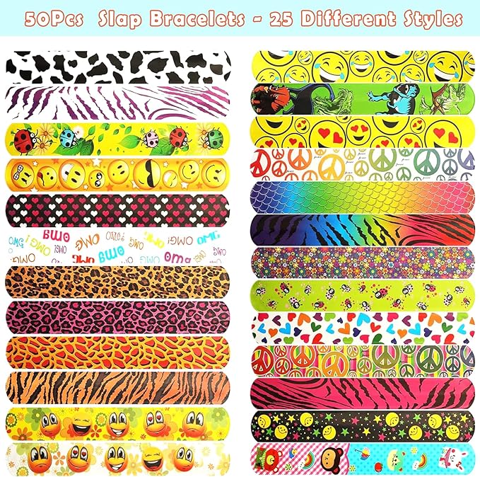Viicoor 50PCS Slap Bracelets Color Snap Bracelet Wrisrtband for Party Favors Basket Bag Filler School Prizes Birthday Gifts Party Favors Bulk (11-Panther-50PCS)
