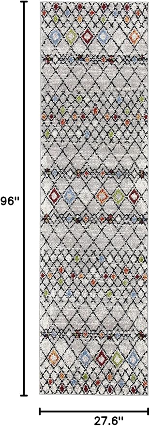 SAFAVIEH Amsterdam Collection Runner Rug - 2'3" x 8', Beige & Blue, Moroccan Boho Design, Non-Shedding & Easy Care, Ideal for High Traffic Areas in Living Room, Bedroom (AMS115B)