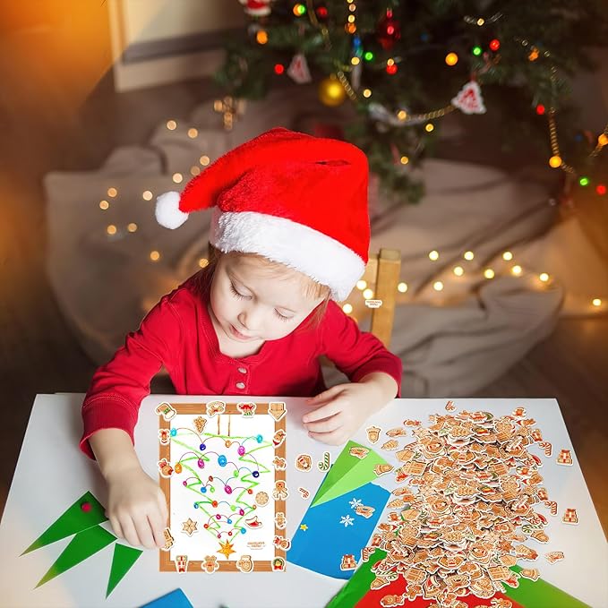 JULBEAR Gingerbread Foam Sticker, 300Pcs Christmas Snowflakes Candy Gingerbread Shapes Self Adhesive Foam Stickers for Kids Christmas Party Favors DIY Crafts Decorations Schools Crafts Projects