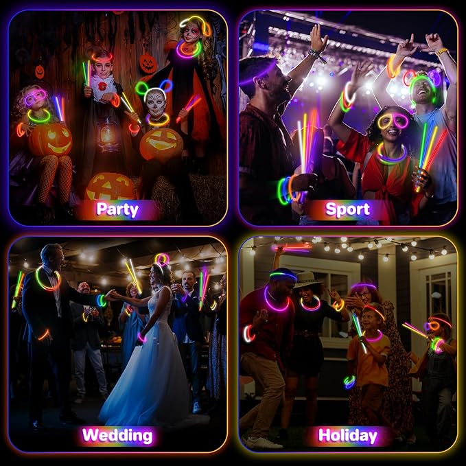 SpringFlower 360 PCS Glow Sticks Bulk Party Favors, 8" Glow in the Dark Party Supplies, Light Sticks for Party Favors Glow Necklaces and Bracelets for Kids or Adults