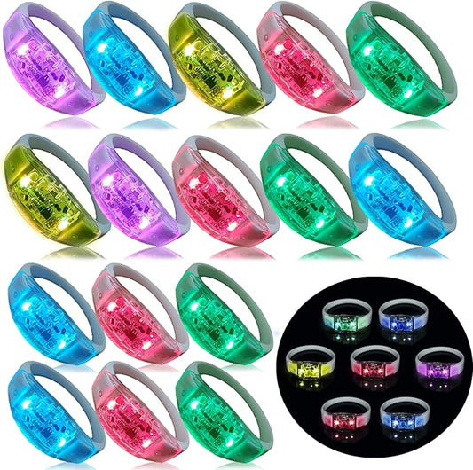 20 Pcs LED Glow Bracelets Sound Activated LED Bracelets Light Up Bracelets Music Control Color Changeable Party Favors for Rave, Concerts,Wedding,Birthday,Carnival,Valentine's Day,Class Reward