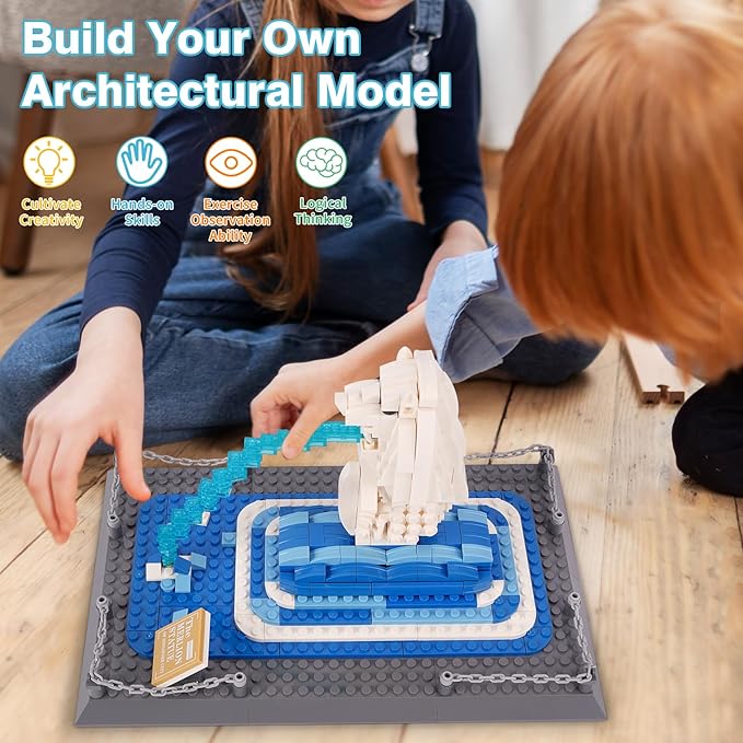 Oichy Merlion Building Blocks Set, 503 PCS Creative Toy Building Sets, World Famous Architecture Model Kits for Adults and Kids
