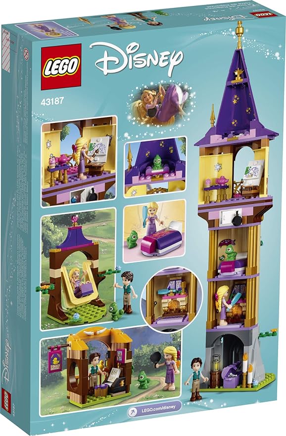 LEGO Disney Princess Rapunzel’s Tower 43187 Castle Building Toy Kit and Playset with 2 Mini-Dolls from Tangled Movie, Gift Idea for Kids, Girls and Boys