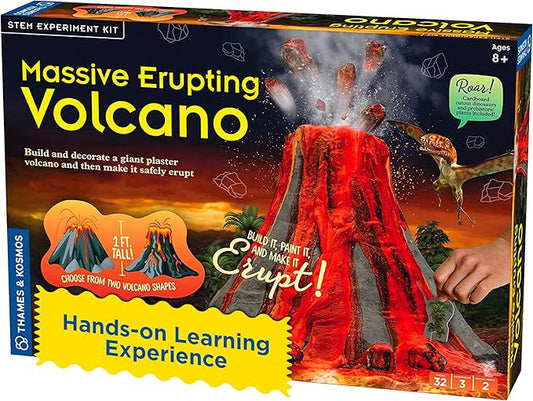 Thames & Kosmos Massive Erupting Volcano STEM Kit | DIY Giant Volcano Model, 1-Foot Tall | Includes Materials for Multiple Eruptions | Explore Volcanoes, Geology, Earth Science | Science Fair Project