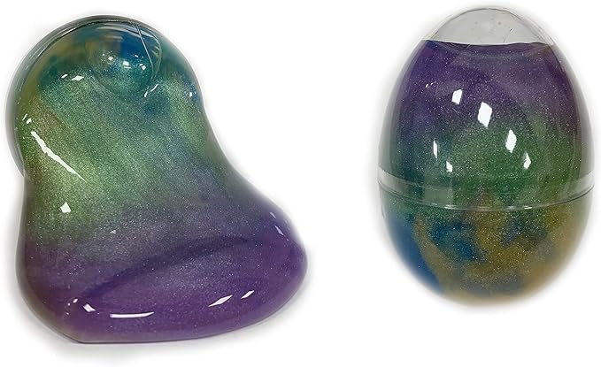 Squeeze Craft Slime Putty Easter Egg - Pack of 12 Colorful Galaxy Sludgy Gooey Fidget Kit for Sensory and Tactile Stimulation, Stress Relief, Prize, Party Favor, Educational Game