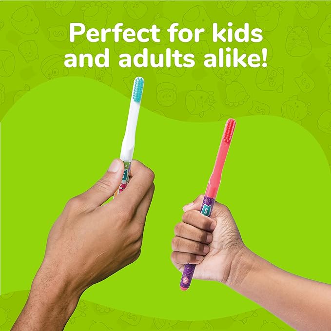Brush Buddies Squishmallows Assorted Manual Toothbrushes, Soft Toothbrushes, Toothbrushes for Kids and Adults, 2PK
