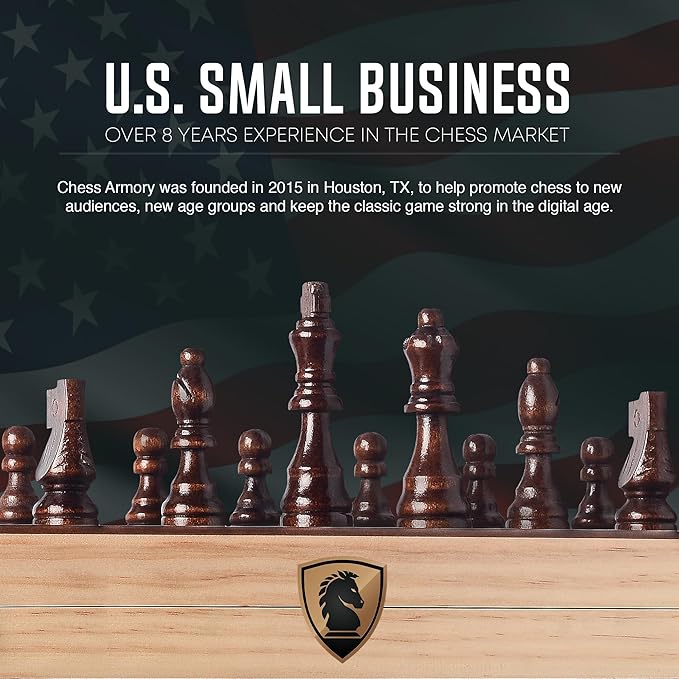 Chess Set Magnetic - Premium Wooden Board Game with a Portable Wood Case and Secure Storage for Pieces, Set for Kids and Adults (Sapele Wood) - Chess Armory