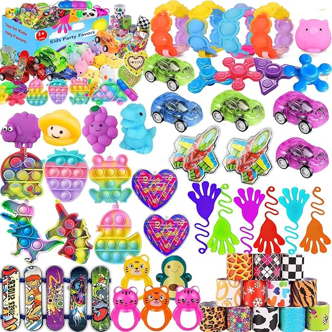 118 Pcs Pop Party Favors for Kids 4-8 8-12, Pop Fidget Toys for Kids, Pinata Stuffers, Birthday Gifts, Treasure Box Toys for Classroom, Carnival Prizes, Prize Box Toys, Goodie Bag Stuffers
