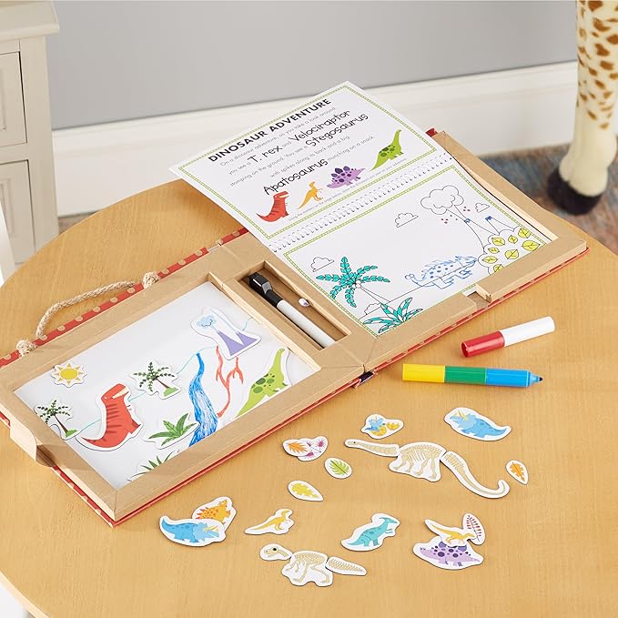 Melissa & Doug Natural Play: Play, Draw, Create Dinosaurs Drawing Activity Set & Magnet Kit - Reusable Mess-Free Travel Activity