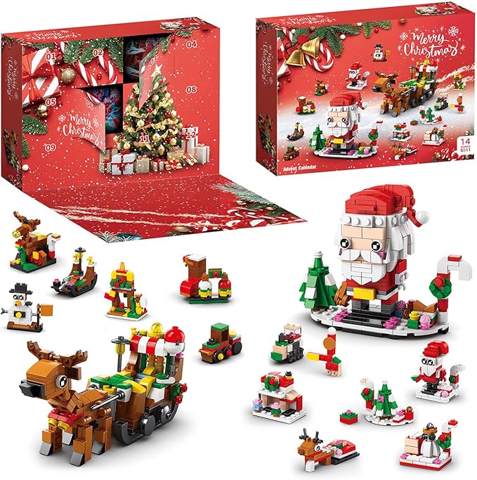 Calendar 2024 Christmas Building Blocks Set, 6 IN 1 Christmas Toys, Building Blocks Toys Holiday Countdown Calendars, Ideas Gift for for Teens Boys Girls 6-12 Year (Small Santa)