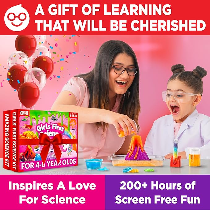 Doctor Jupiter Girls’ First Science Gift Set for Girls Ages 4+ | Set of Girls' First Science Kit & Amazing Science Kit |Birthday Gift Ideas for 4-5-6-7-8 Year Old Girls |STEM Learning & Education Toys