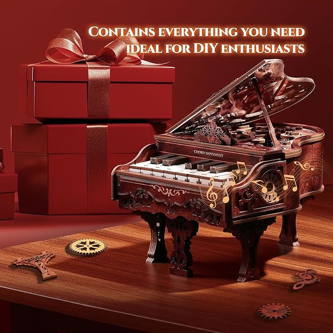 3D Wood Keyboard Piano Model Kit, Playable 3D Wooden Puzzle Digital Piano, Interactive Home Décor 3D Puzzle for Adults and Kids(Standard)