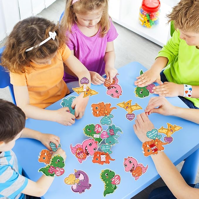 Hooqict Slap Bracelets Valentines Day Cards for Kids School Classroom 36 Pcs Dinosaur Valentines Cards Set Valentines Party Favors Exchange Gifts for Students