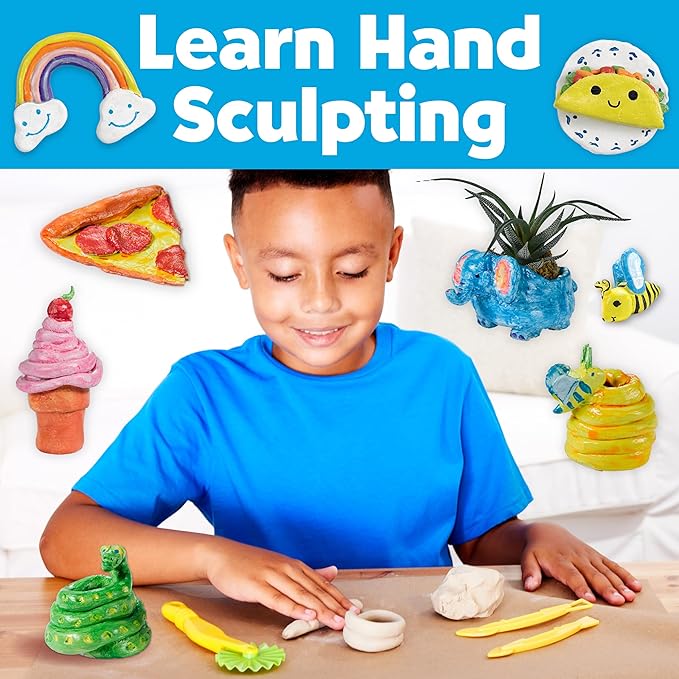 Faber-Castell Pottery Studio - Kids Pottery Wheel Kit for Ages 8+, Complete Pottery Wheel and Painting Kit for Beginners, 3 lbs of Sculpting Clay and Tools