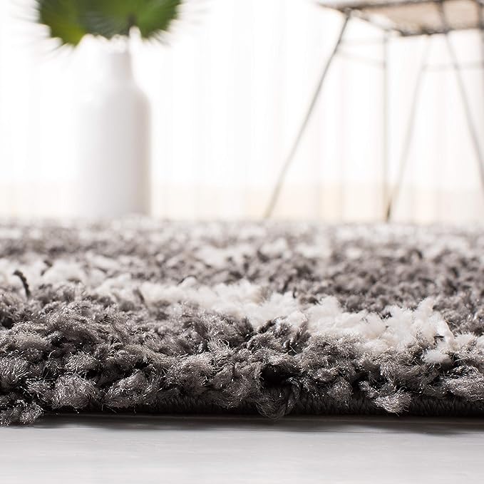 SAFAVIEH Dallas Shag Collection 2'3" x 6' Dark Grey/Ivory SGDS257A Trellis Non-Shedding Living Room Bedroom Dining Room Entryway Plush 1.5-inch Thick Runner Rug