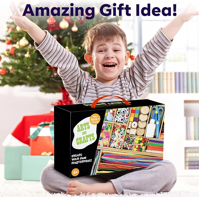 FUNZBO Arts and Crafts Supplies for Kids - 4000+pcs Arts and Crafts Materials for Kids Age 4 5 6 7 8-12 Gifts for Girls and Boys Crafts for Girls Ages 8-12 Arts Activities