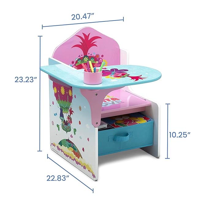 Delta Children Chair Desk with Storage Bin, Trolls World Tour