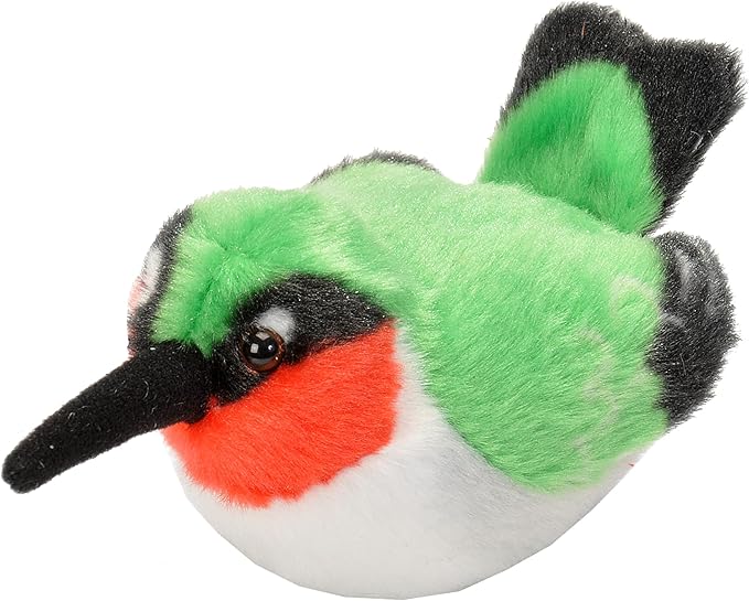 Wild Republic Audubon Birds Ruby-Throated Hummingbird with Authentic Bird Sound, Stuffed Animal, Bird Toys for Kids & Birders