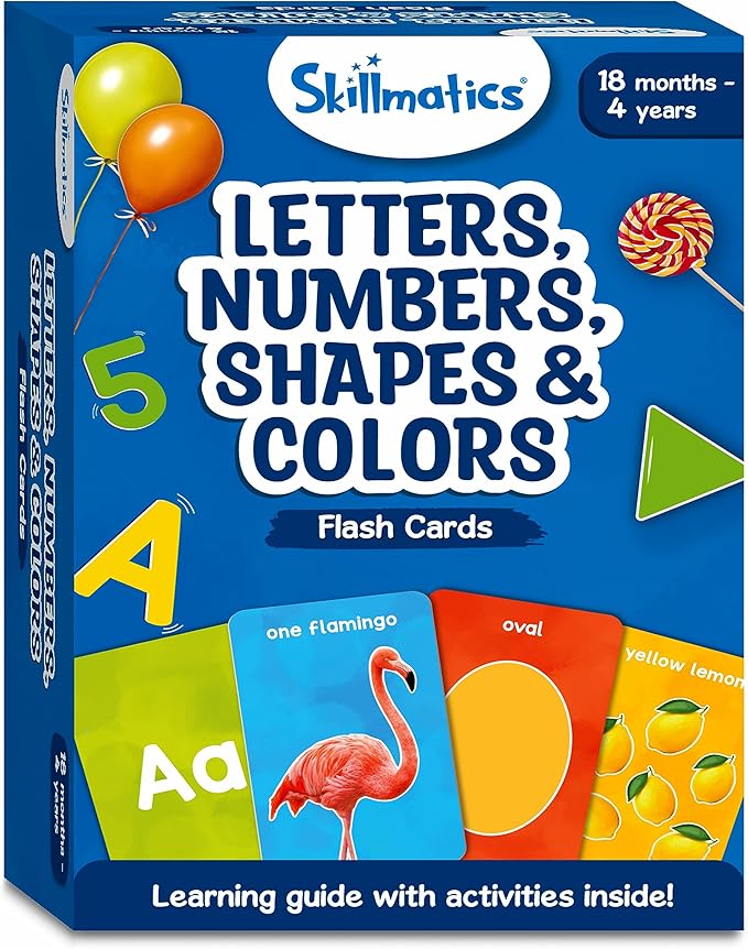 Skillmatics Thick Flash Cards for Toddlers - Letters, Numbers, Shapes & Colors, Montessori Toys & Games, Preschool Learning Activities, Gifts for Kids Ages 1, 2, 3, 4 Years