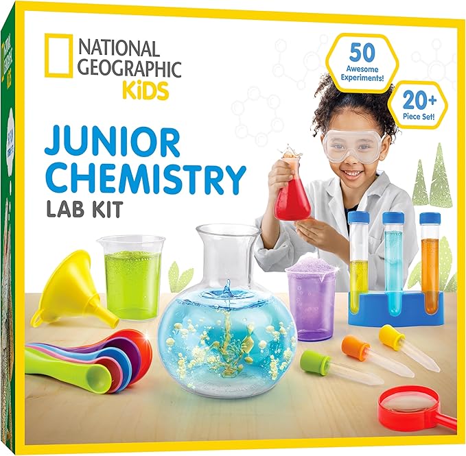 National Geographic Kids Junior Chemistry Set - Complete Early Learning Lab Kit with 50 Science Experiments for Kids and 20+ Lab Tools, Kids Chemistry Set, Science Experiments for Kids 4-6