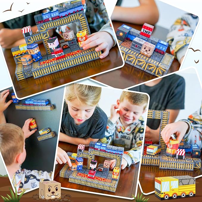 Magnetic Blocks - Build Mine Magnet World Mine Train Track Set, Magnetic Building Blocks Toddler Toys STEM Sensory Outdoor Toys for 3+ Year Old Boys & Girls, Kids Toys for Ages 4-6 6-8 5-7