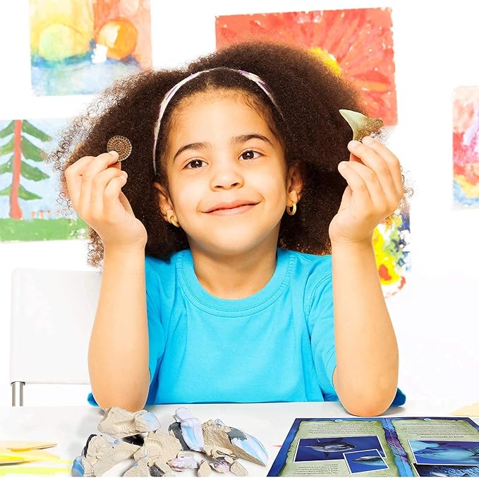 Shark Tooth Dig Kit, Shark Tooth Excavation Fossil, Shark Science Toy Gift for Kids Age 5+ for Holiday Birthday