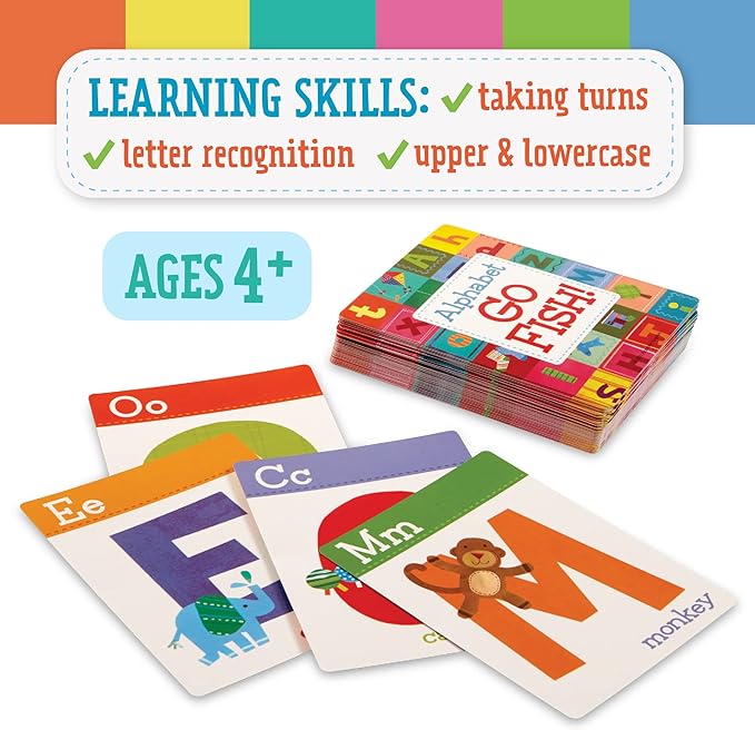 Peaceable Kingdom Alphabet Go Fish Letter Matching Card Game with 52 Oversized Cards Card Games for Kids Ages 4+ 2 to 6 Players