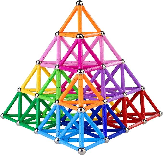 Veatree 206 Pieces Magnetic Building Sticks Blocks Toys, Magnet Educational Toys STEM Toys for Kids and Adult, 3D Non-Toxic Building Toy with Storage Bag