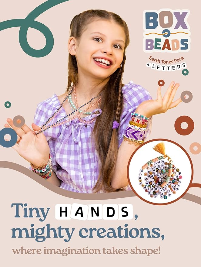 Felix LeChef Clay Bead Bracelet Kit, 7000 Pcs Alphabet Letters and Earth Tone Neutral Colors Heishi Clay Beads Set for Friendhip Bracelet Making Jewelry Making Beading Accessories