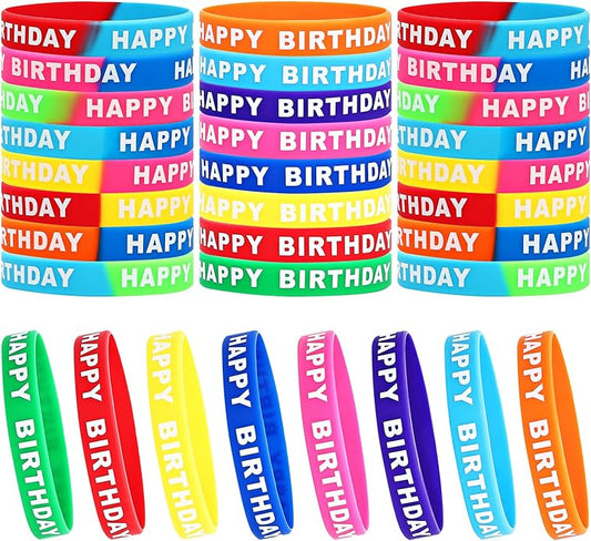 SOTOGO 48 Pieces Bracelets Multicolor Silicone Stretch Wristbands for Christmas Birthday Party Supplies