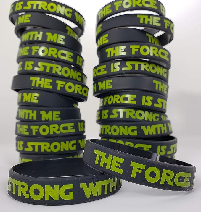 The Force Party Favors Bands, Galaxy Wars Theme Birthday Supplies Goody Bag Kids Teen Tween Size Wrist Bracelets for Boys Girls - Rubber Band Bracelets - Silicone Bracelets for Girls (24 Pack)