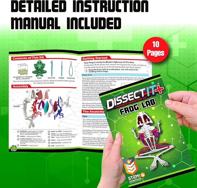 Dissect-It Kit for Kids Plus Upgraded Frog Dissection Toy Kit, Realistic Lab Experience, No Use of Real Frog! No Odor, STEM Toys, Animal Science & Anatomy Home Learning for Kids, Boys, Girls