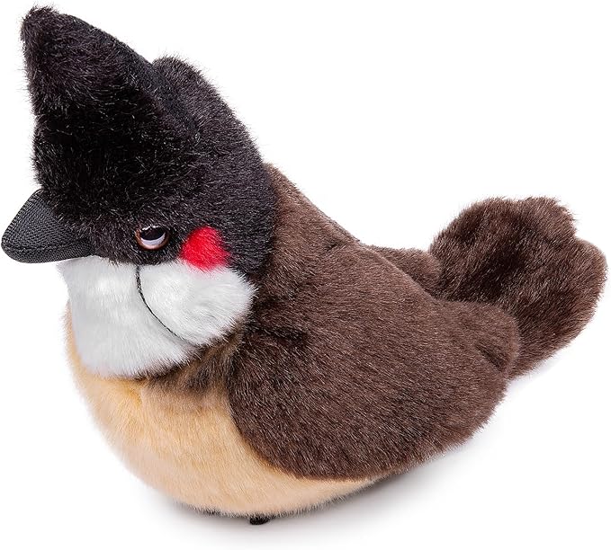 Simulation White Pigeon Stuffed Animal Toy - 10 inch Rock Pigeon Toys, Cute Pigeon as Gift for Kids (Red-Whiskered Bulbul)