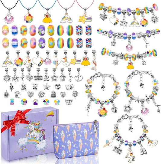 Anicco Jewelry Making Kit for Girls Age 8-12, with Pendant Charms, Bracelets and Necklace for DIY Crafts and Gifts