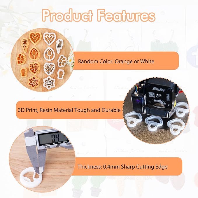 Puocaon Elephant Polymer Clay Cutters 5 Pcs, Mirrored Shape Baby Elephant Clay Cutters for Earrings, Paw Clay Earring Cutters