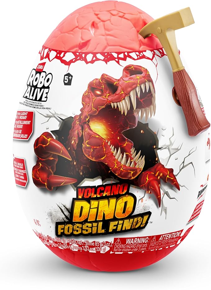 Robo Alive Volcano Dino Fossil Find T-Rex by ZURU Boys Age 5+ Dig and Discover, STEM -Excavate Prehistoric Fossils, Educational Toys, Great Science Kit Gift (T-Rex)