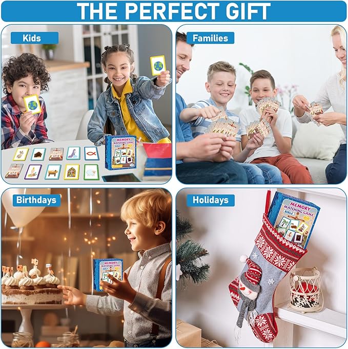 gisgfim 50 Pairs Memory Matching Game Bible Concentration Games for Kids Educational A Fun & Fast Christian Bible Theme Memory Matching Games