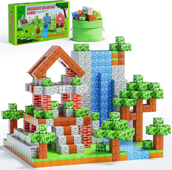 120PCS Magnetic Blocks - Build Magnet World Edition, Magnetic Blocks for Kids Ages 3-5, 4-8, 8-12, Magnetic Toys for Boys & Girls, STEM Montessori Sensory Toys for Toddlers Gifts for 3+ Years Old
