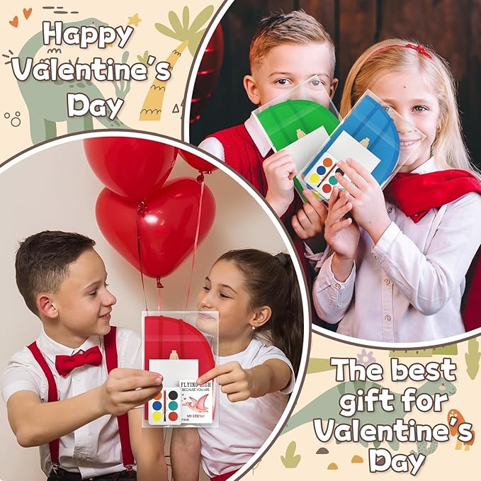 Gosodeny 24 Sets Valentines Watercolor Paint Set Painting Cards Painting Canvas Panel with Wooden Easel Watercolor Paint Painting Brush Kit Valentines Day Cards Packaging Bag Set Gifts