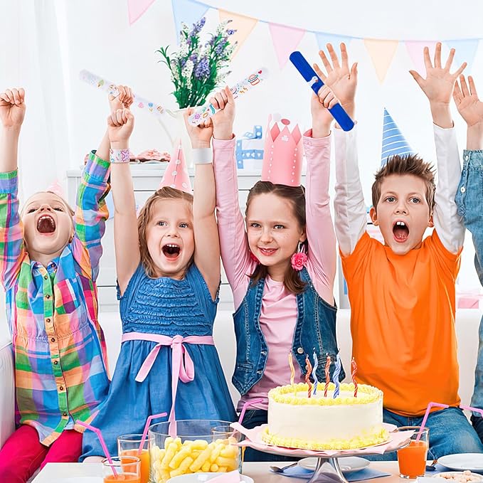 LovesTown 54PCS Slap Bracelets White, Party Slap Bracelets DIY Wrist Bands Bulk Blank Snap Band for Kids Birthday Party Favors School Crafts