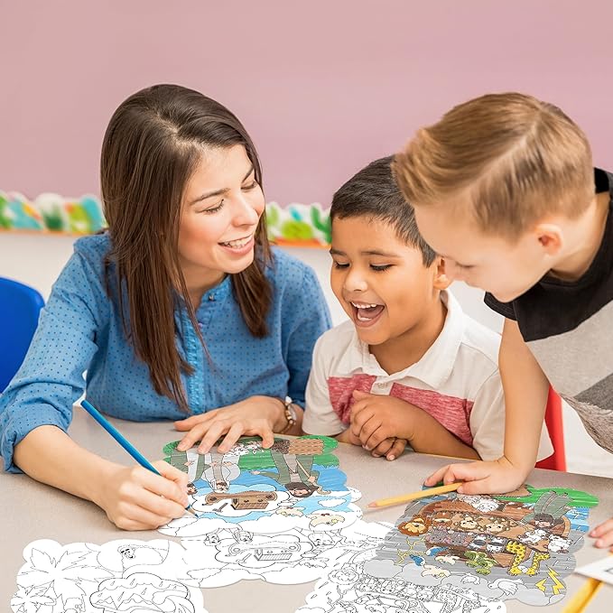 Dvbonike 24Pcs Sunday School Craft for Kids Color Your Own Noah Ark Card 4 Styles Religious Christian Coloring Cards with Biblical Scene Animal Drawing Party Gift VBS Home Classroom Decor Supplies