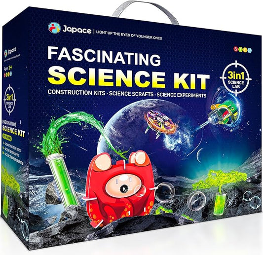 Japace Science Kits for Kids Age 4-6-8, Science Experiments & DIY Motorized Building Kits STEM Toys Chemistry Set for Kids Birthday Gift Ideas for Boys Girls Experiments Enthusiastics