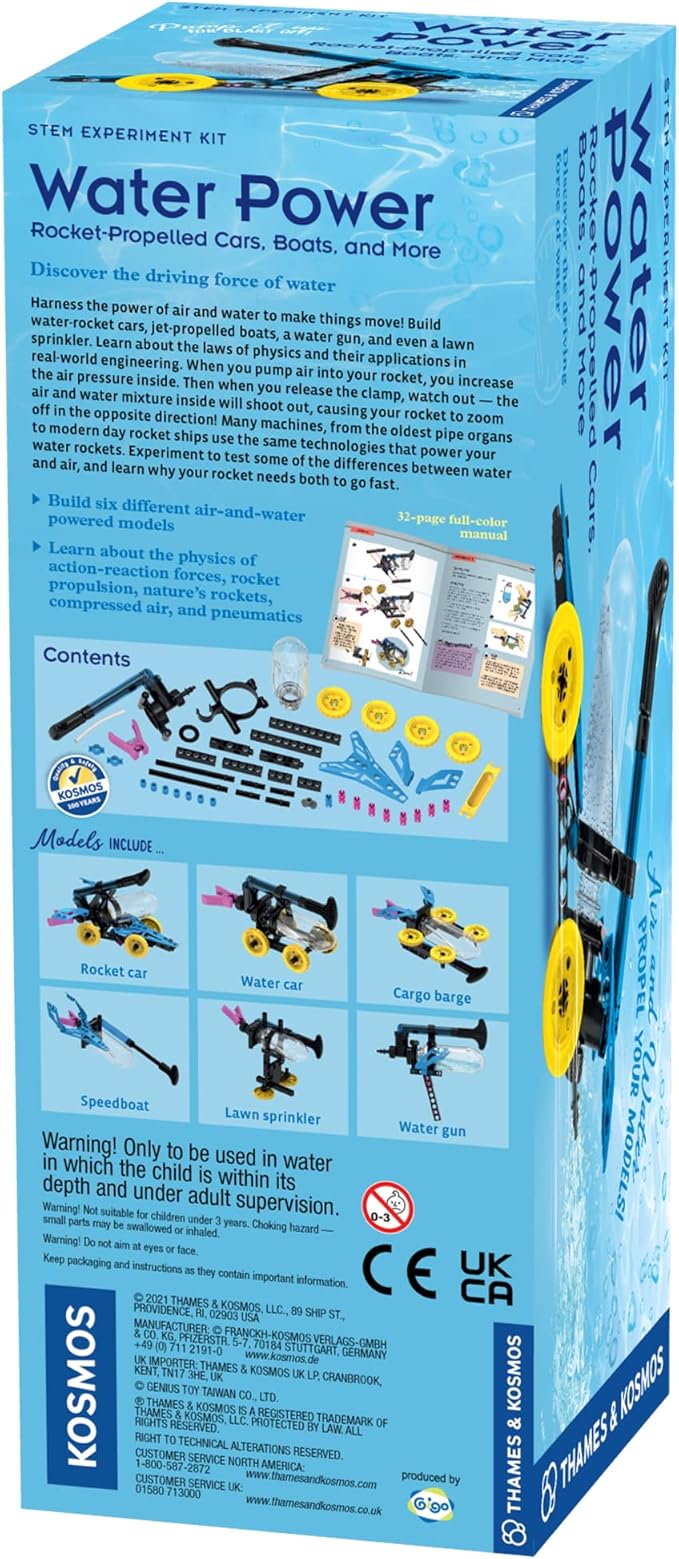 Thames & Kosmos Water Power STEM Experiment Kit | Build Your Own Rocket-Propelled Cars, Boats, and More! | Explore Physics of Air & Water, Pneumatics | 6 Models | Full-Color Manual & Experiment Guide